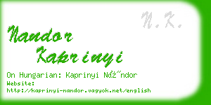 nandor kaprinyi business card